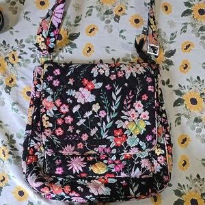 Vera Bradley Black Crossbody Bag with Floral Design